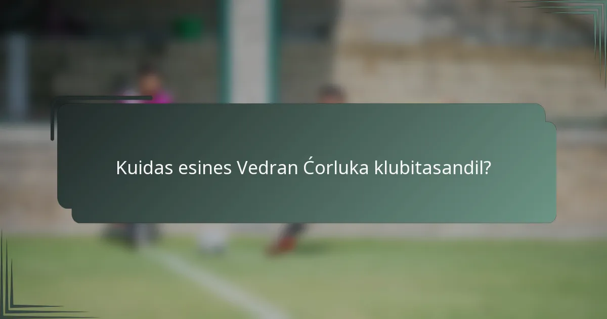 Kuidas esines Vedran Ćorluka klubitasandil?