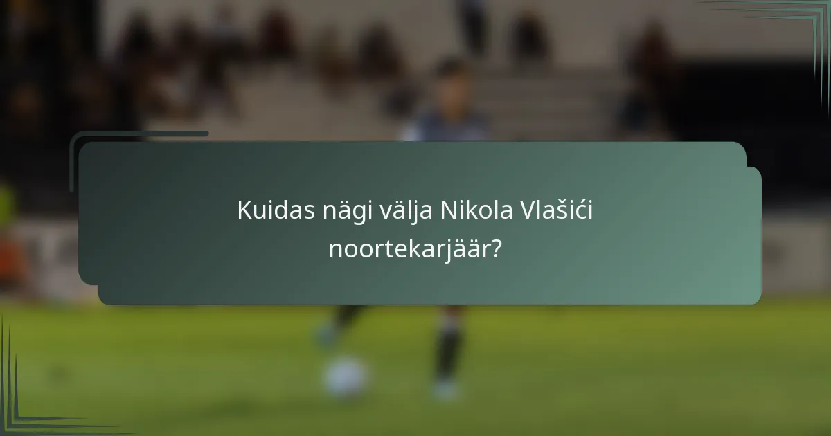 Kuidas nägi välja Nikola Vlašići noortekarjäär?