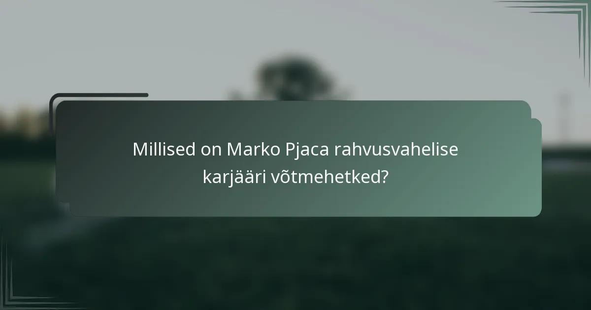 Millised on Marko Pjaca rahvusvahelise karjääri võtmehetked?