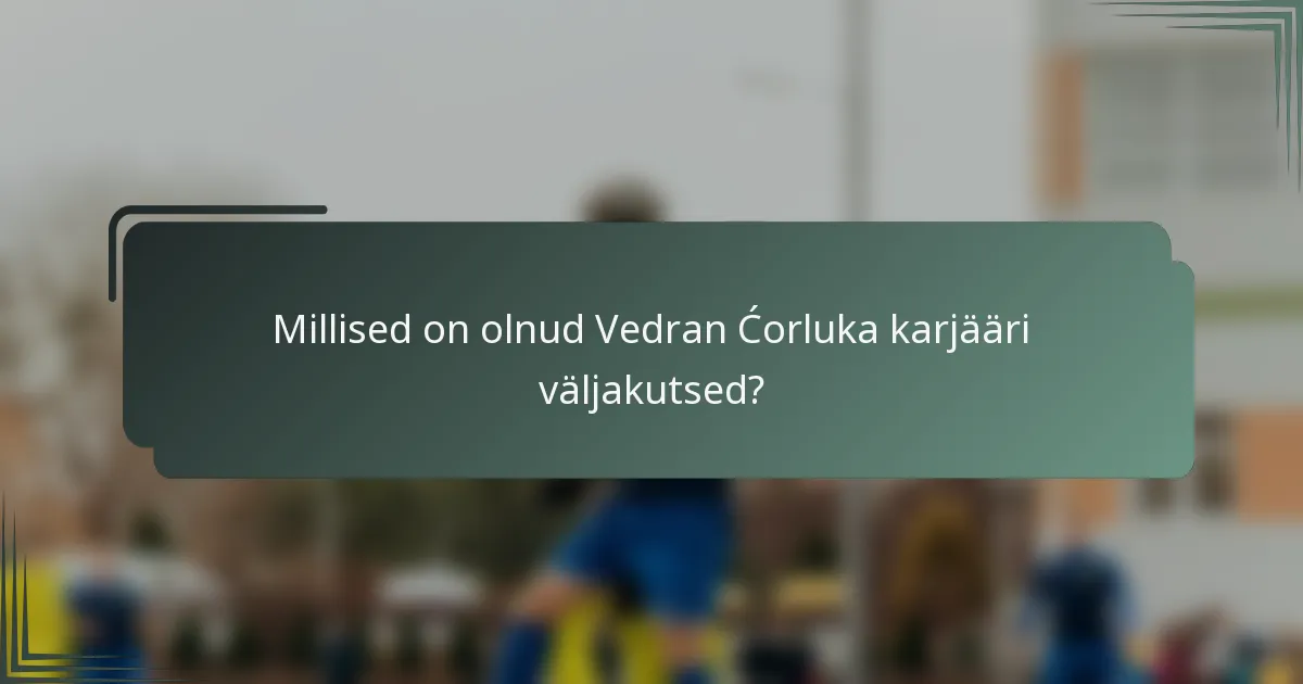 Millised on olnud Vedran Ćorluka karjääri väljakutsed?