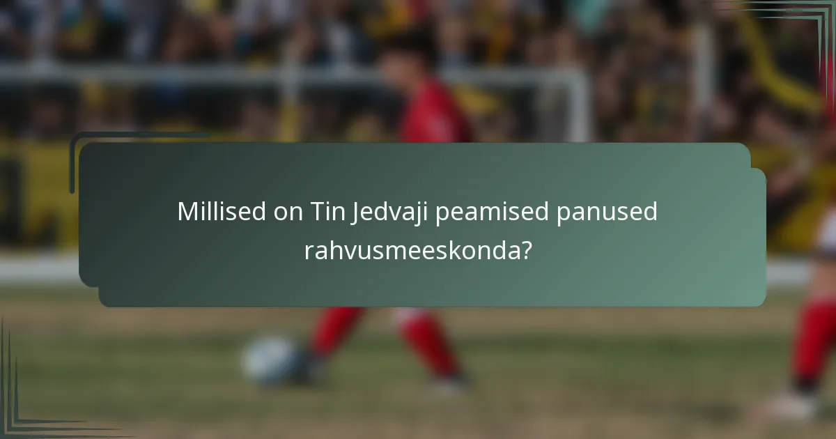 Millised on Tin Jedvaji peamised panused rahvusmeeskonda?