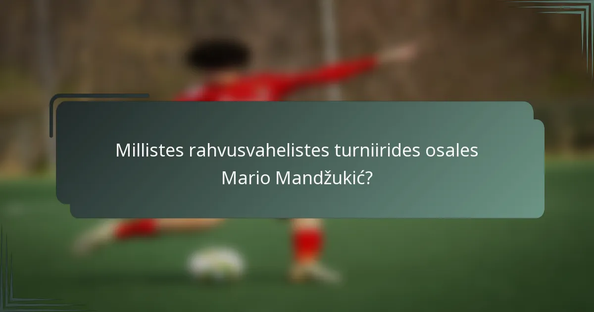 Millistes rahvusvahelistes turniirides osales Mario Mandžukić?